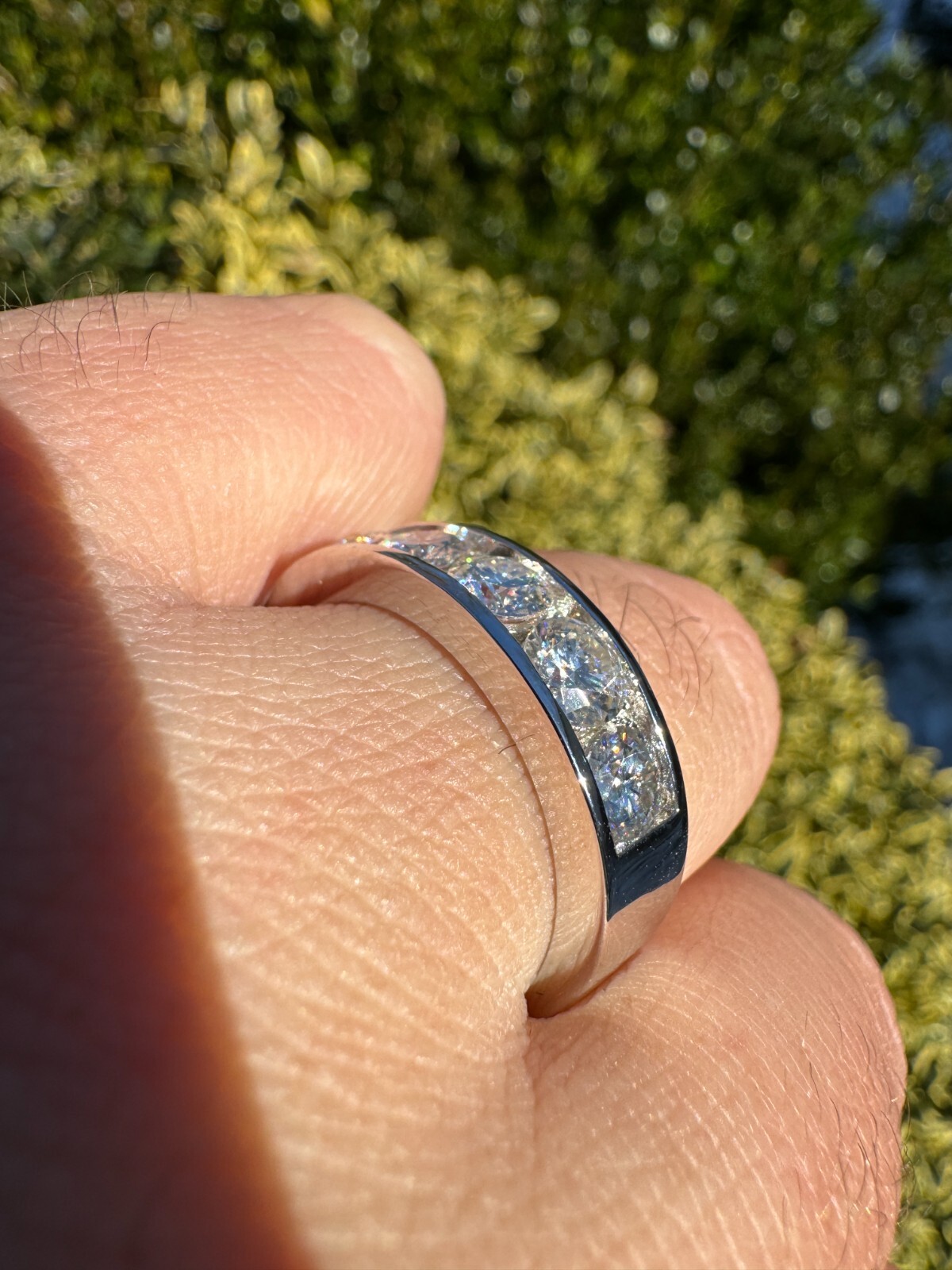 Real Moissanite Half Eternity Band Channel Set Wedding Ring 925 Silver 1.5mm-5mm