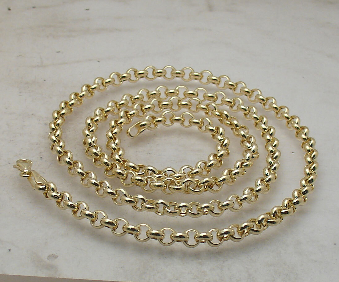 5.3mm Rolo Chain Necklace Real 14K Yellow Gold 16″ 18″, 20″, 22″, 24″ 26″ 28″ 30