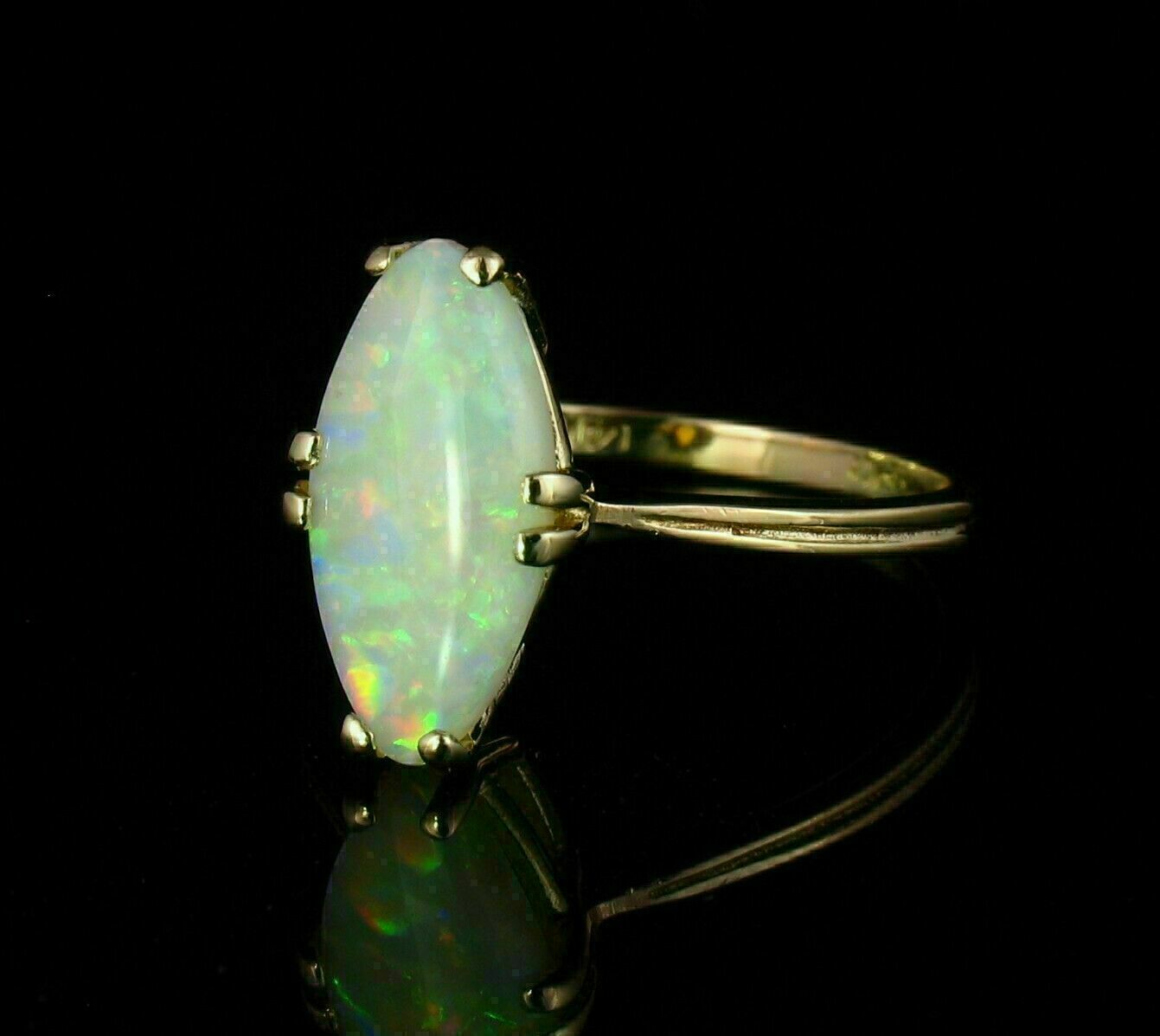3Ct Marquise Cut Simulated Fire Opal Ring 14K Yellow Gold Plated Silver