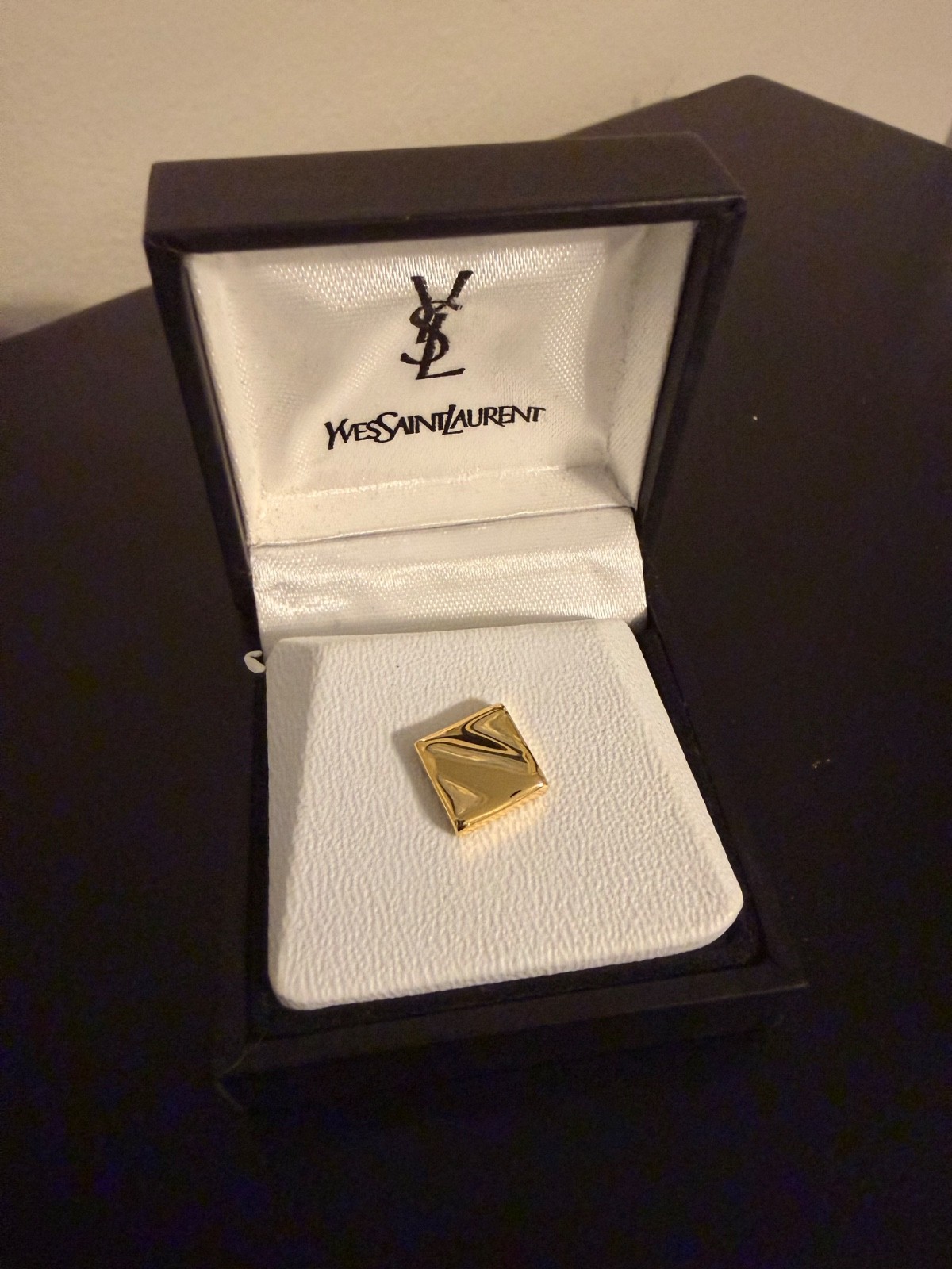 Vintage YSL Gold Tie Pin with Original Box