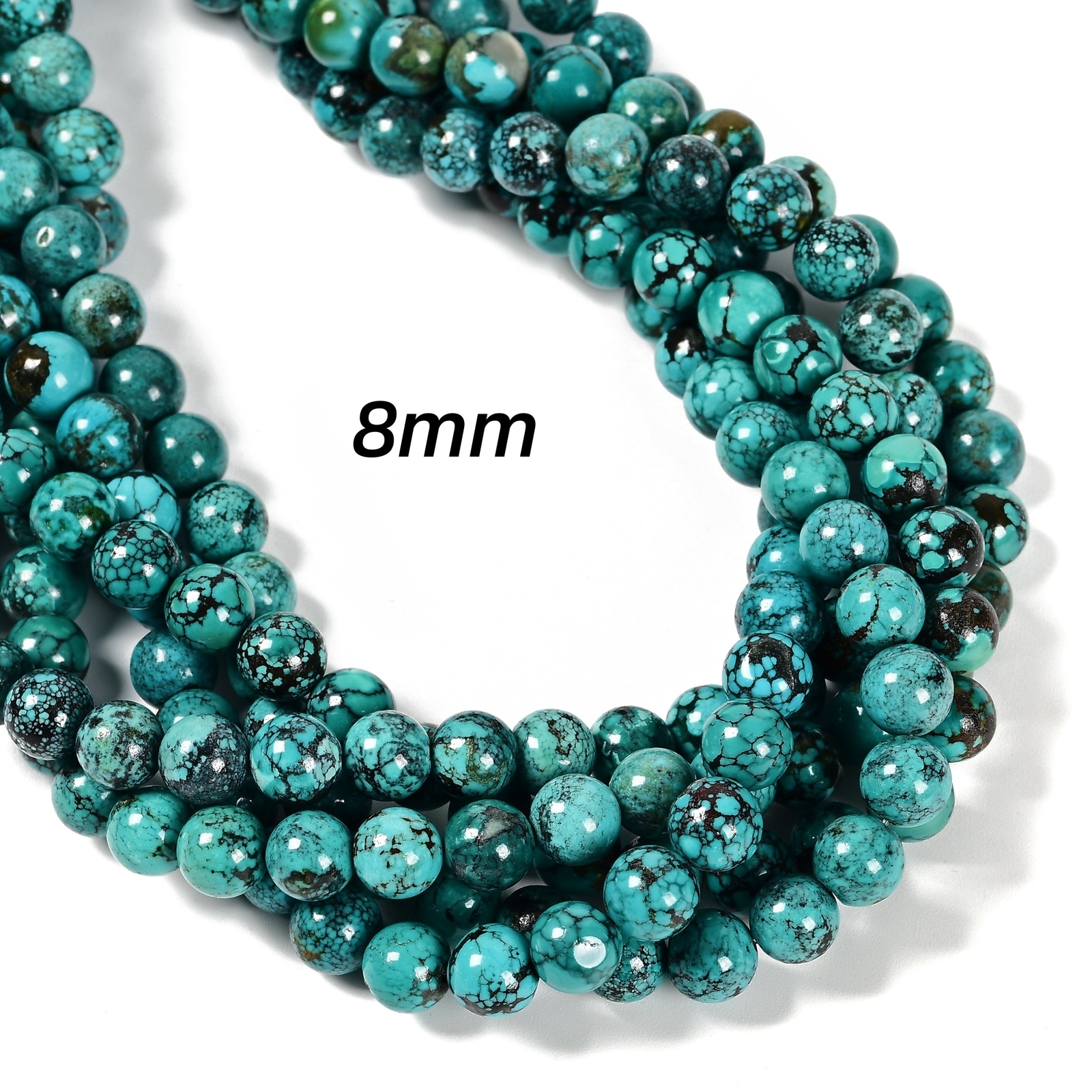 Grade A Natural Blue Turquoise Smooth Round Beads 4-5mm 6-7mm 8mm 15.5” Strand