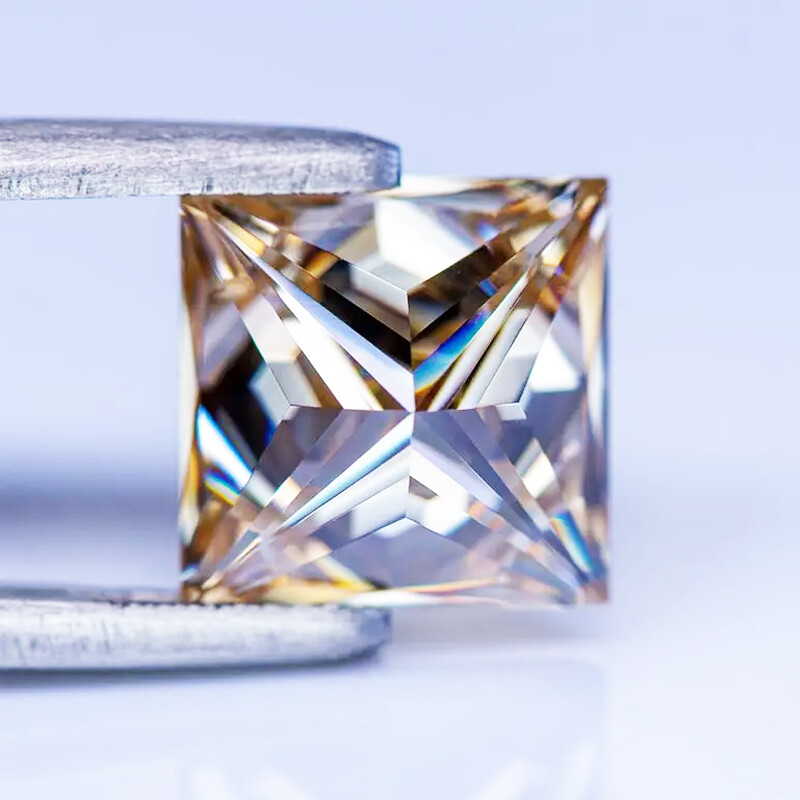 Princess Square Cut Moissanite Loose Stone Champagne VVS1 GRA Lab-Created Gems