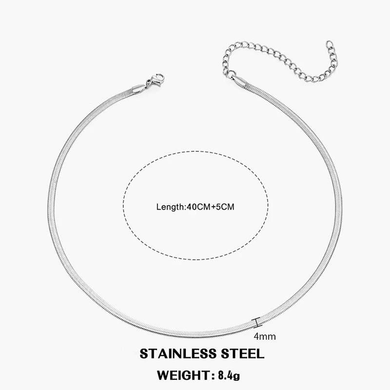 Stainless Steel Snake Chain Choker Necklace Gold Silver Herringbone Unisex
