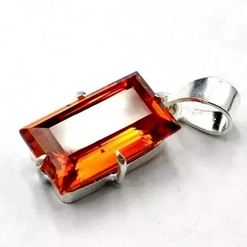 Natural Certified Orange Sapphire 22 Ct Gemstone 925 Solid Silver Pendant