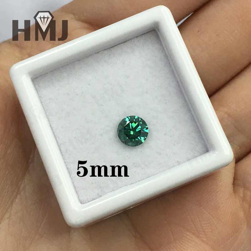 Round Green Blue Colors Loose Moissanite Stone Gemstone VVS1 W. GRA Certificate