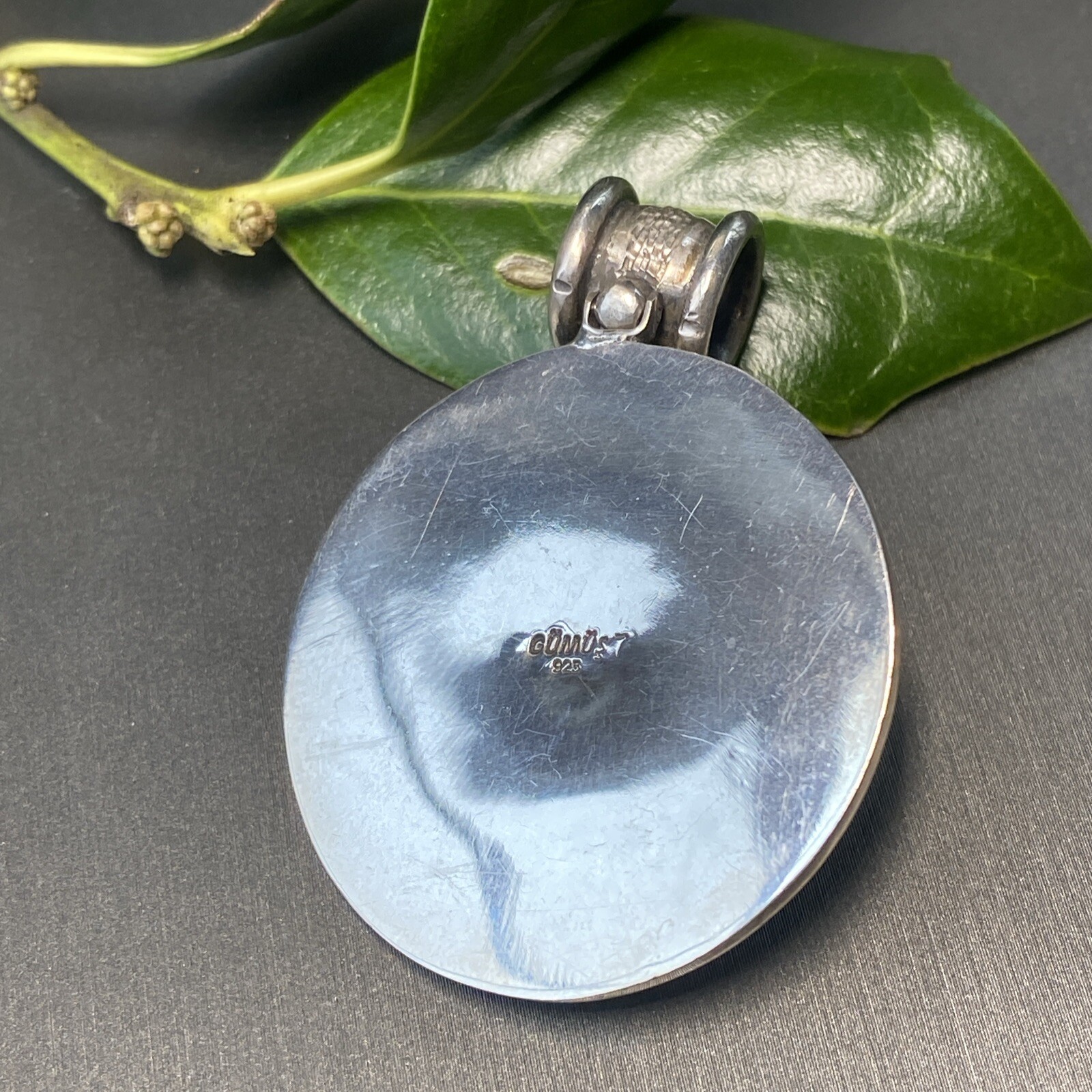 Vintage Chalcedony Pendant Estate Fine Jewelry Pre-owned Sterling Silver Gold Pt