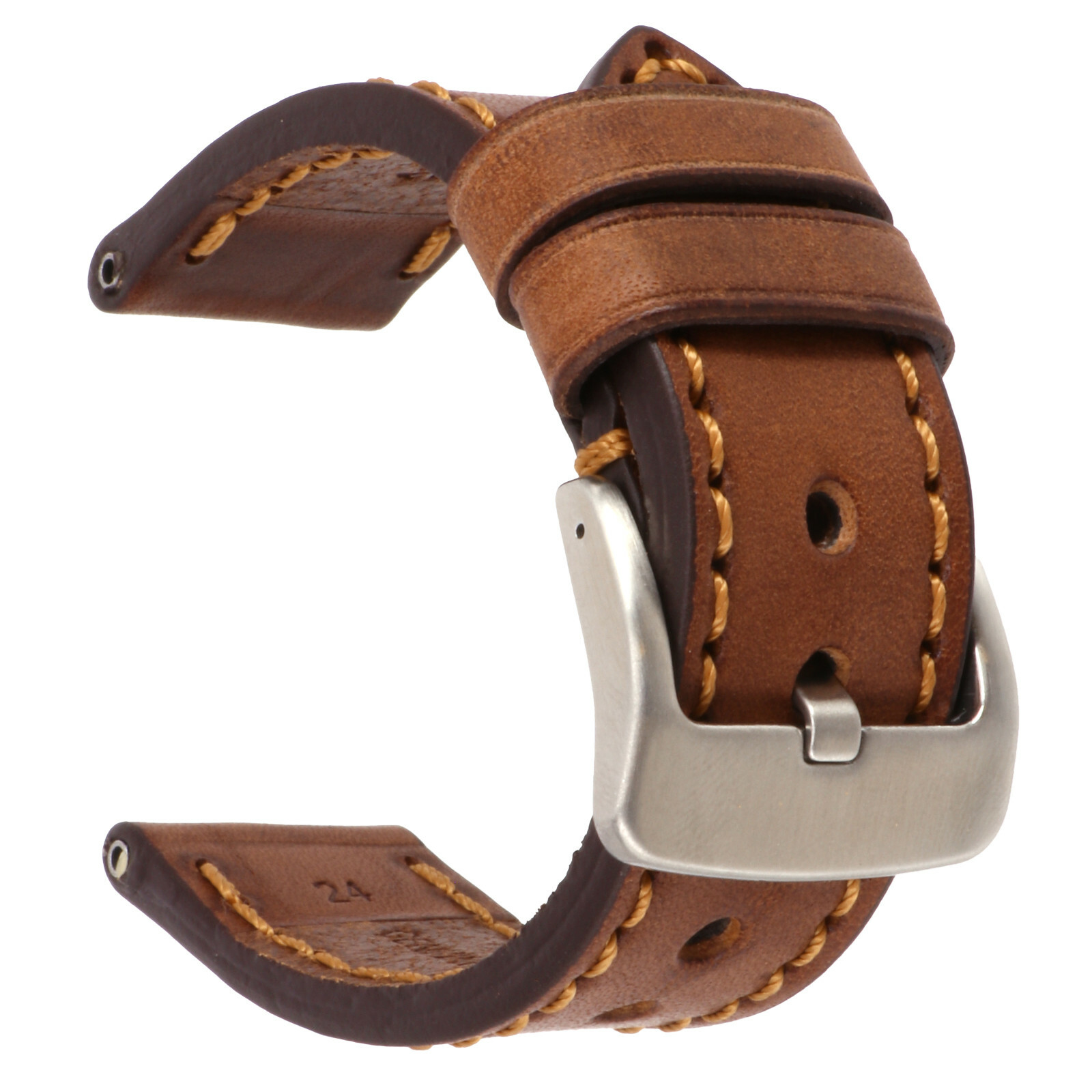 New 26mm NEW COW Leather Strap Brown Watch Band for fits PANERAI Copper Tang