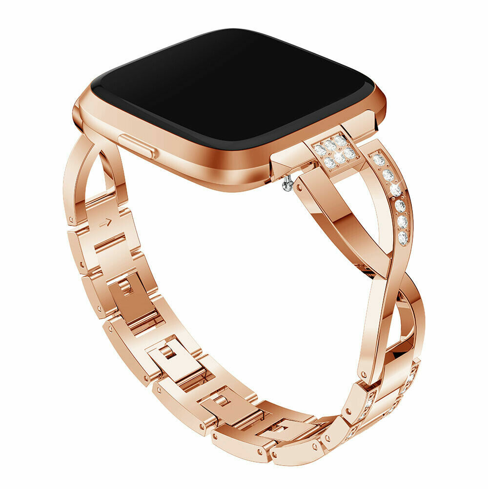 Bling Diamond Metal Strap Stainless Wrist Watch Band for Fitbit Versa 1/2 /Lite