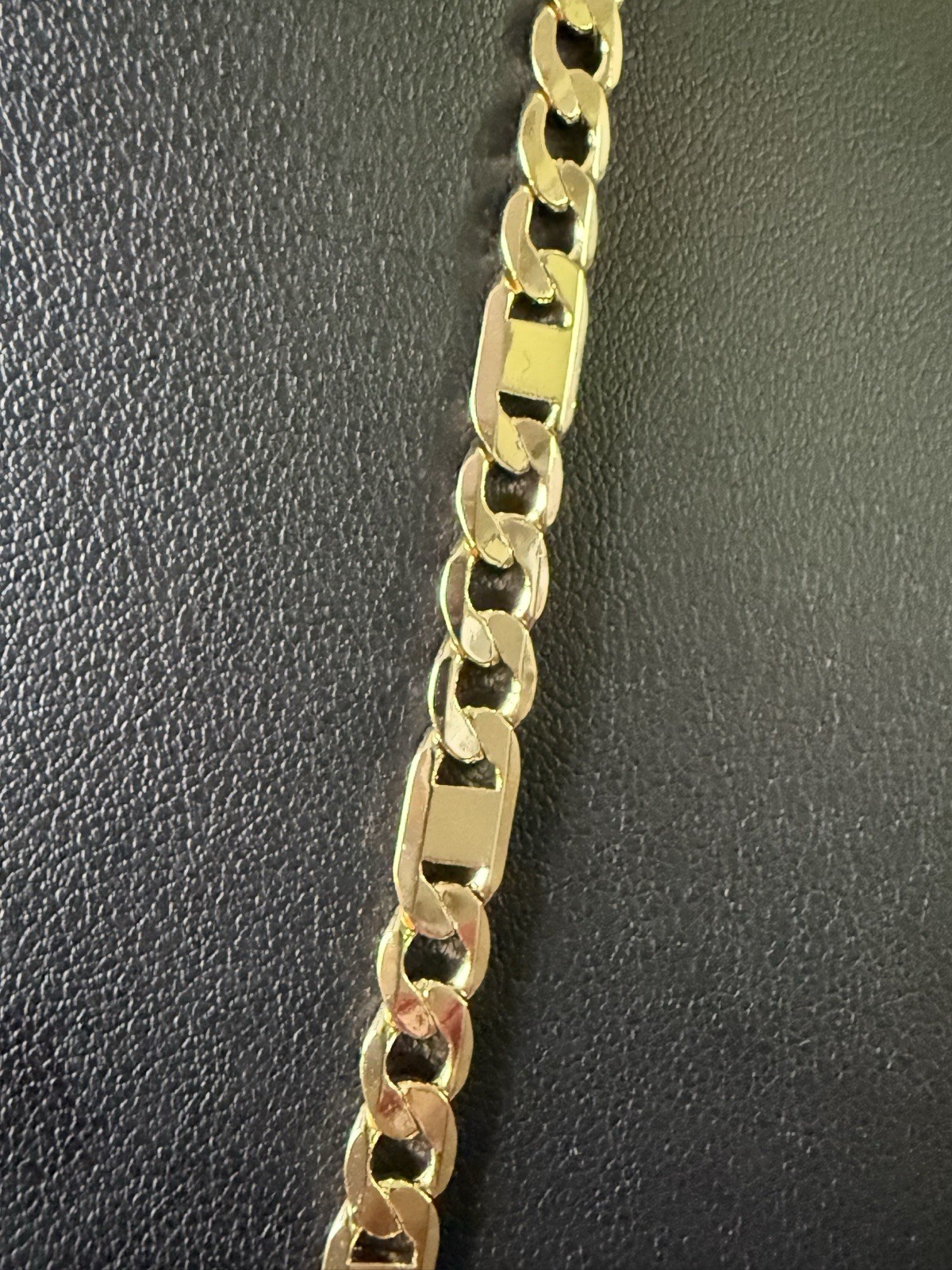 Gold Figaro Chain none tarnish Jesus Head Pendant White CZ Lobster