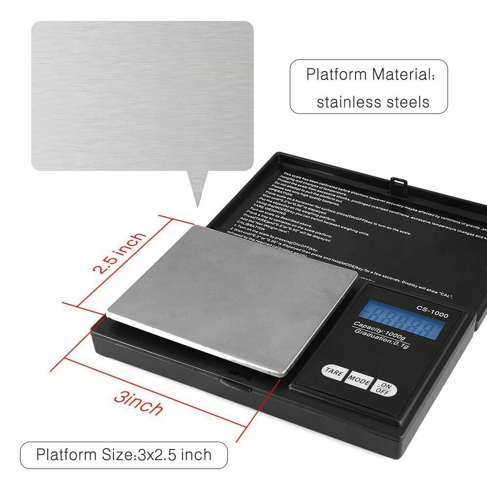 Pocket 1000g x 0.1g Digital Jewelry Gold Coin Gram Balance Weight Precise Scale