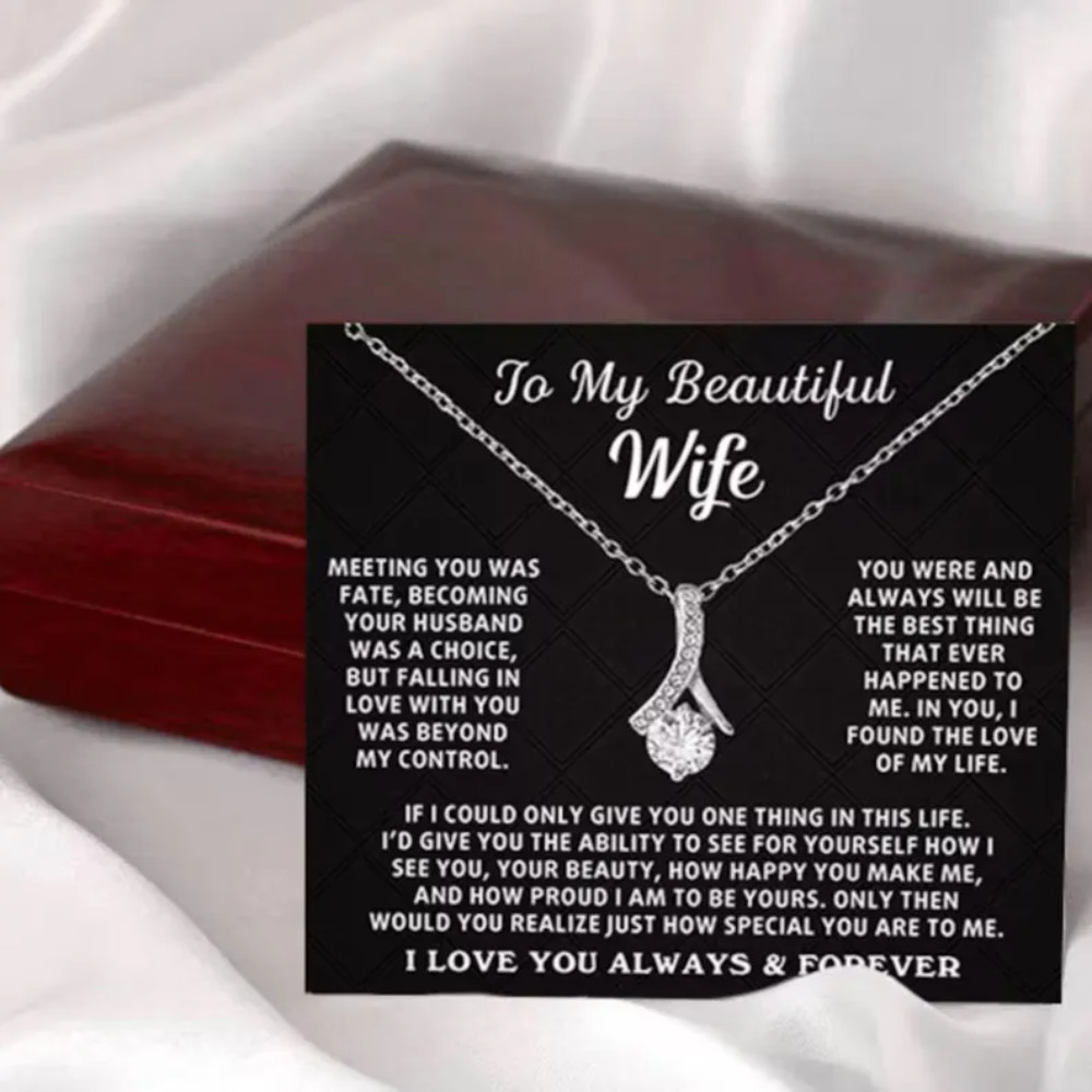 To My Beautiful Wife Forever Love Necklace, Anniversary Gift for Her