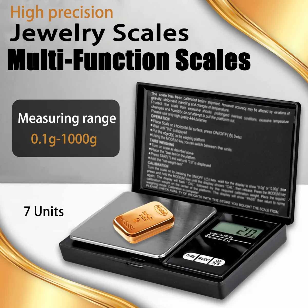 Electronic 1000g/0.1g Gold Weigh Diamond Gram Jewelry Troy Ounce Oz Scale