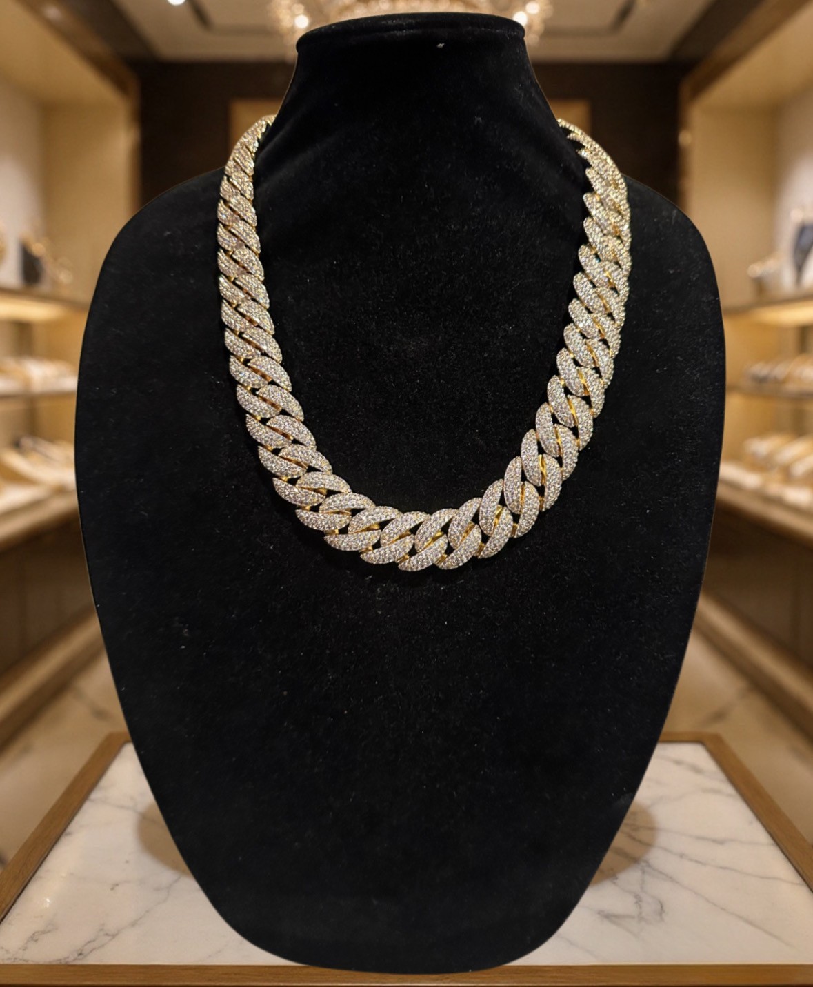 XXL 14k STAMPED Cuban Miami 22mm 124.6ctw Lab Sim Diamonds Gold HEAVY 450g CHAIN