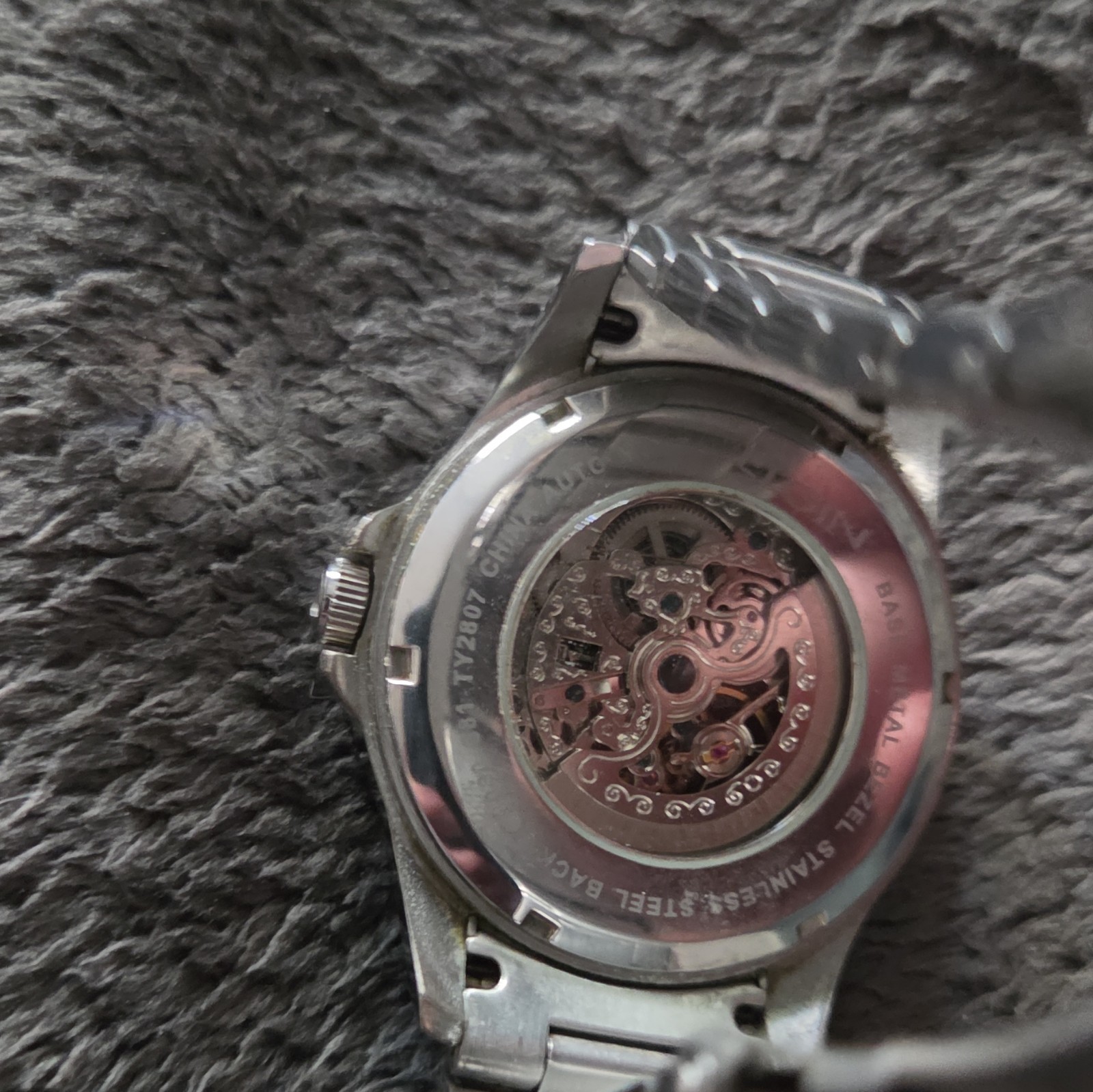 Stauer 1930 Automatic Skeleton Dial Silver SS Bracelet Exhibition 30m