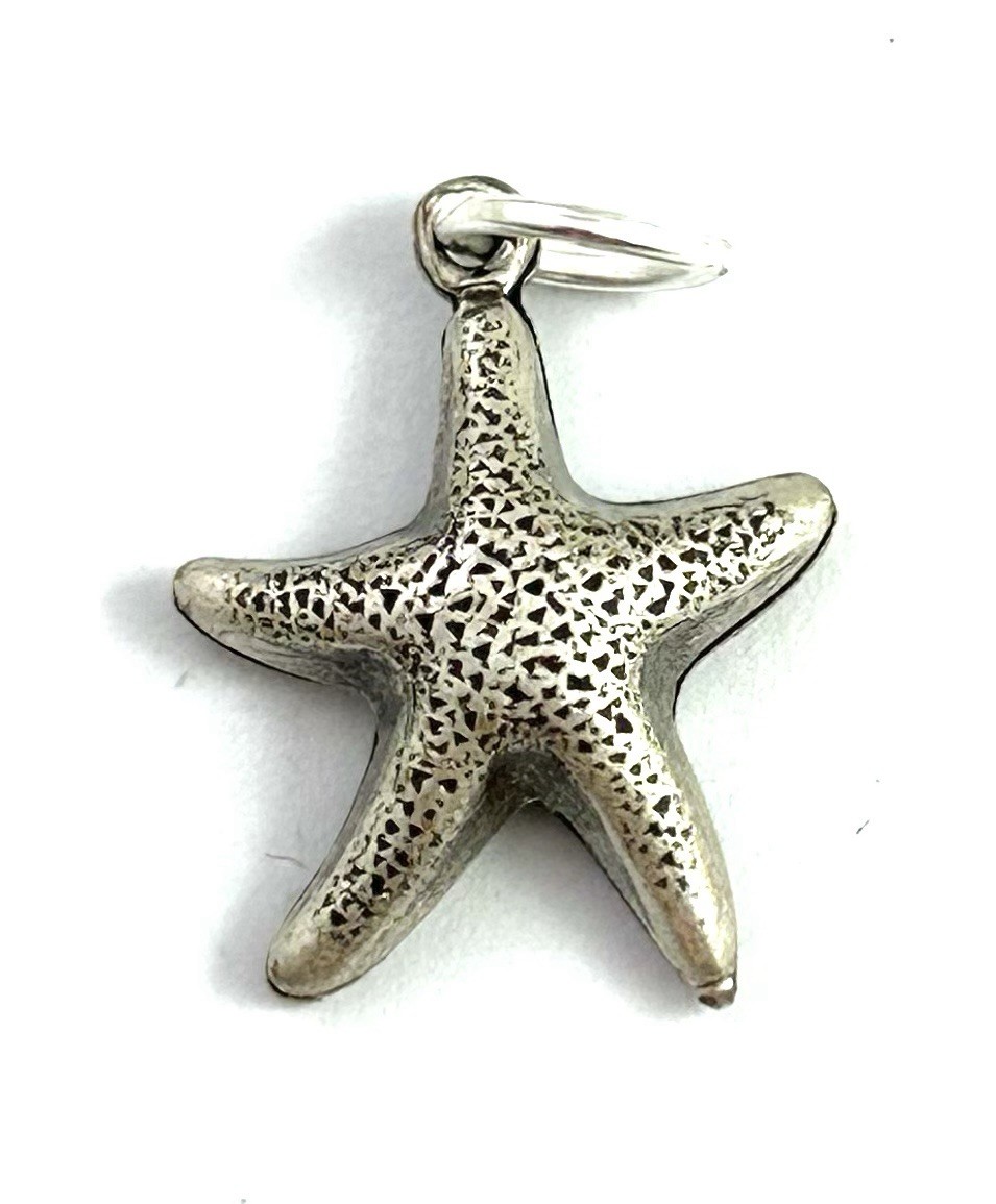 Starfish Charm Sea Star Nautical Pendant Silver Plated Brass Antiqued