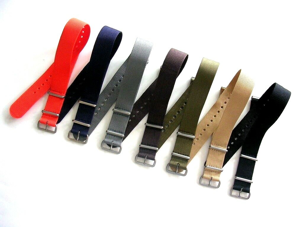 NATO Premium nylon watchband strap 22mm Black-Orange G10 Bond IW SUISSE 18 20 24