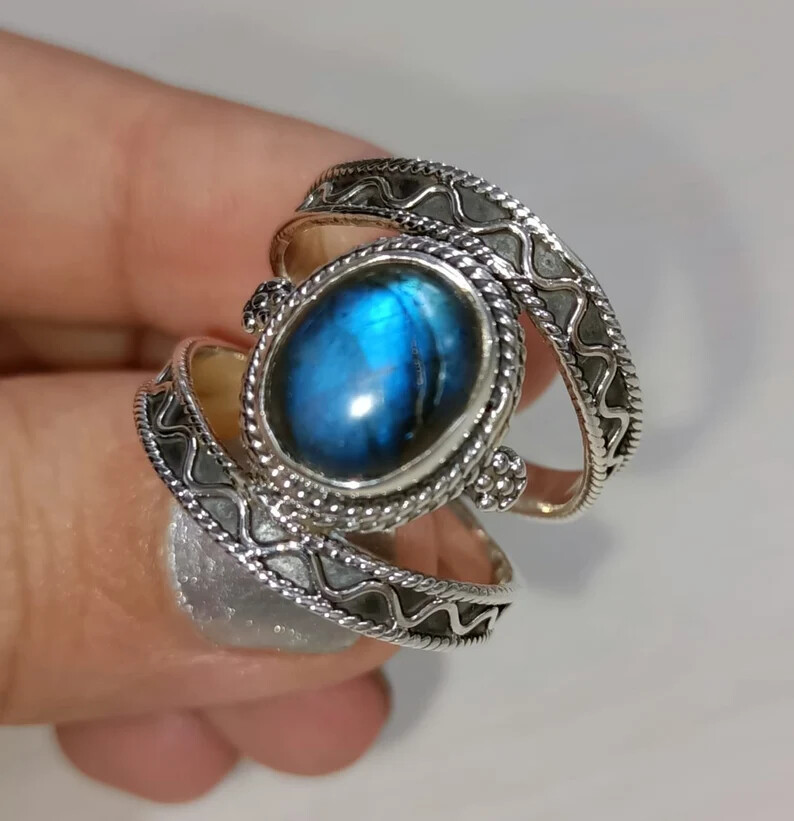 Labradorite 925 Sterling Silver Band &Statement Ring Handmade Ring All size-b-34