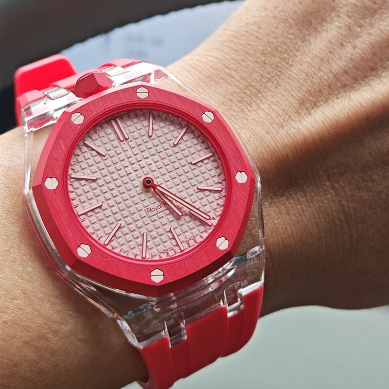 Transparent PC Glacier Case Silicone Wristband Mod Kit For Swatch X AP Royal Pop