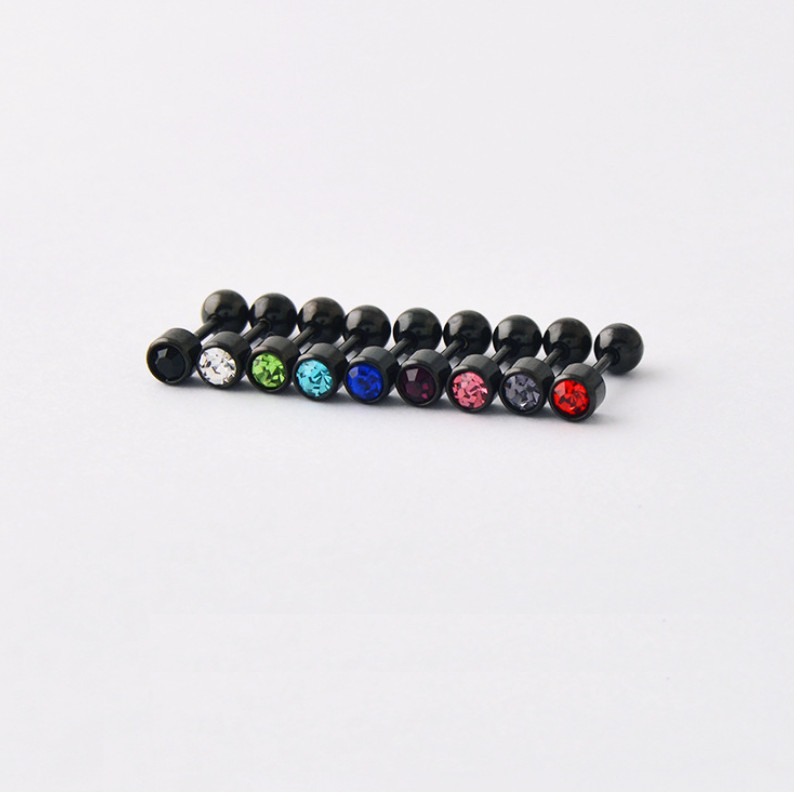 2Pcs 316L Stainless Steel 4mm Round CZ Earrings Screw Back Stud Men Women S10