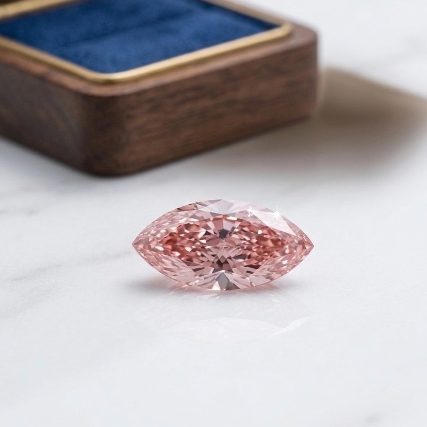 5 CT Fancy Peach Color, VVS1 Diamond Premium Quality 18×9 MM Gemstone For Ring