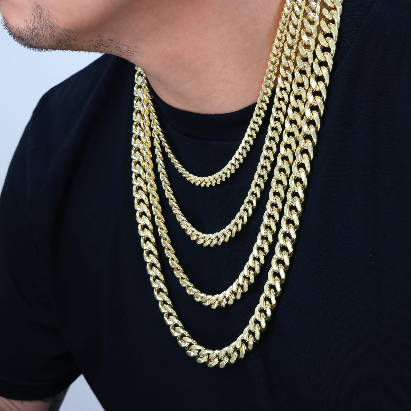 14K Yellow Gold 3mm-12.5mm Real Miami Cuban Link Necklace Chain Bracelet, 7″-30″