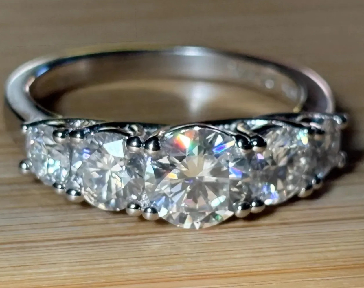 2.50Ct Round-Cut EF/VS1 Lab Grown Diamond Five-Stone Wedding Ring Platinum 950