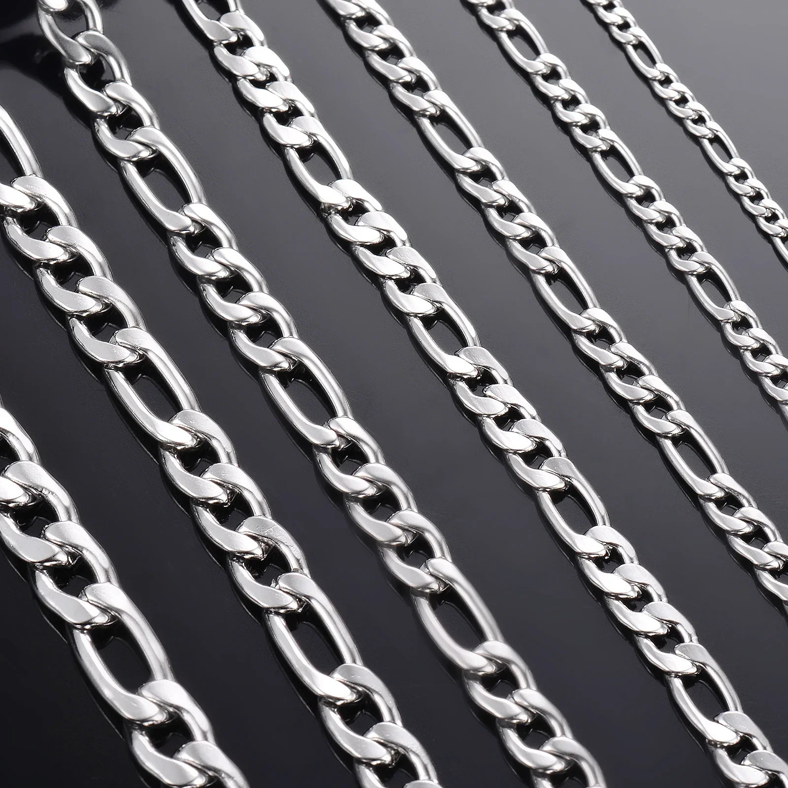925 Sterling Silver Necklace Figaro Chain 2-12mm 40-75cm Women Jewelry