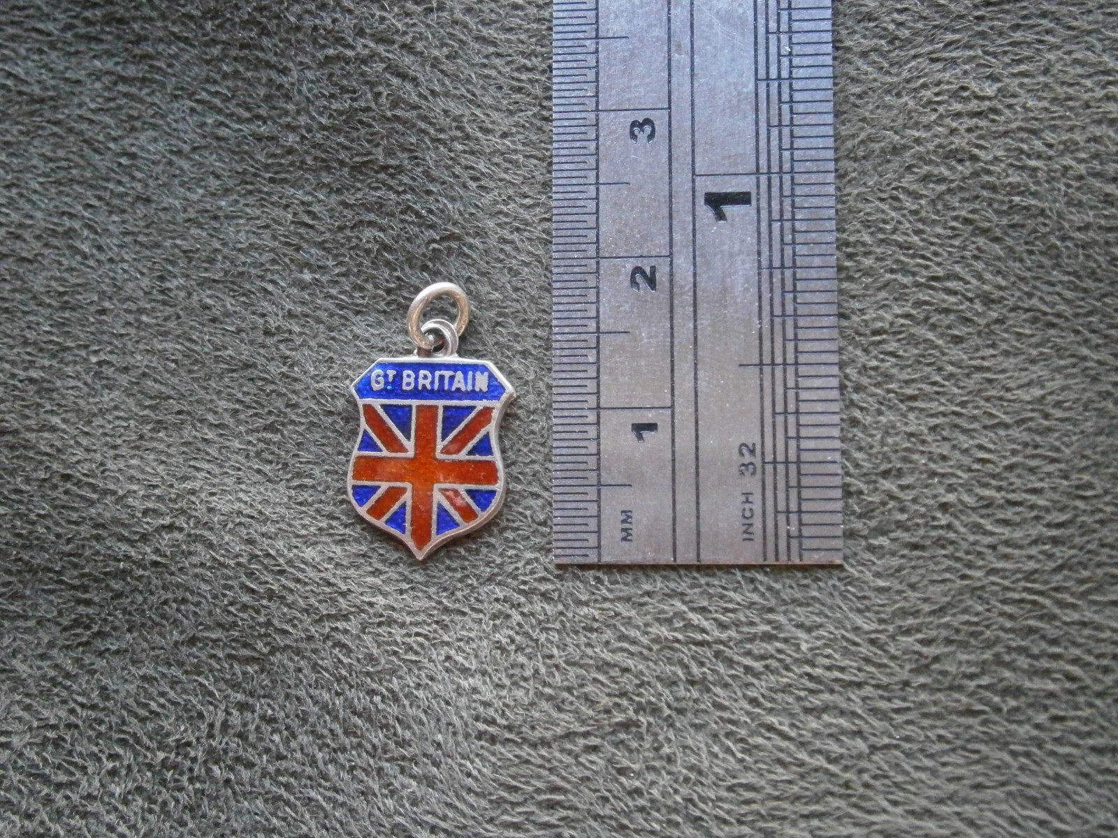 Great Britain Flag Vtg AS Sterling Silver Enamel Travel Bracelet Charm Pendant