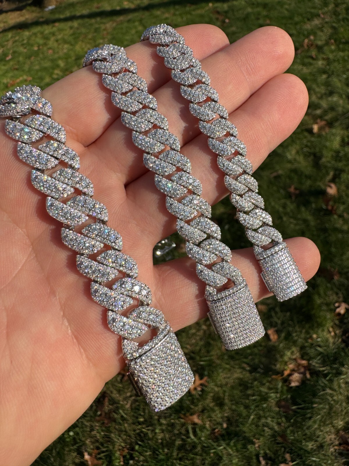 MOISSANITE Real Miami Cuban Link Chain Iced Hip Hop 925 Silver Necklace 16″-30″