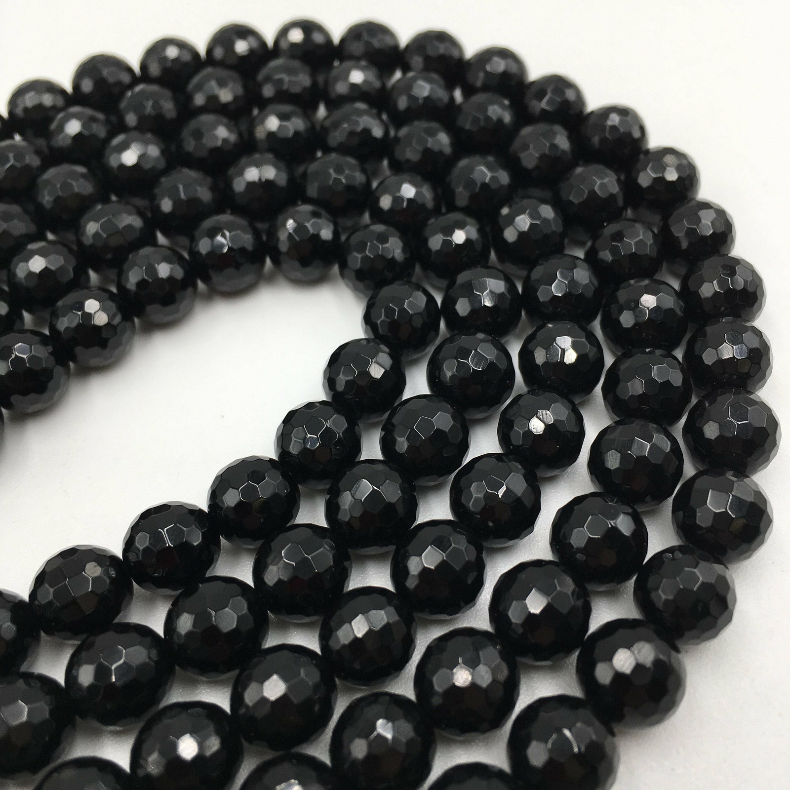 Black Onyx Faceted Round Beads 4mm 6mm 8mm 10mm 12mm 14mm 16mm 18mm 15.5″ Strand