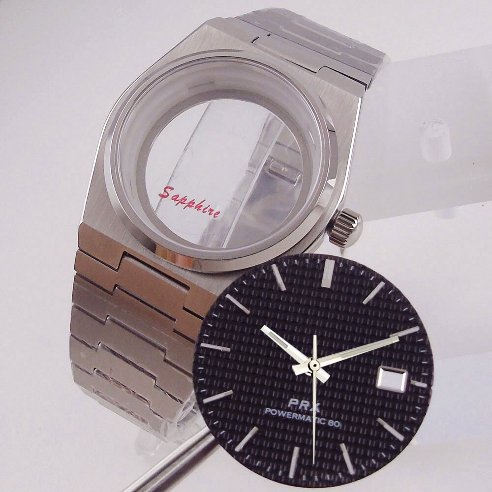 40mm Steel Watch Case Sapphire For Super Player Mod Prx Case Dial Fit NH35 NH36