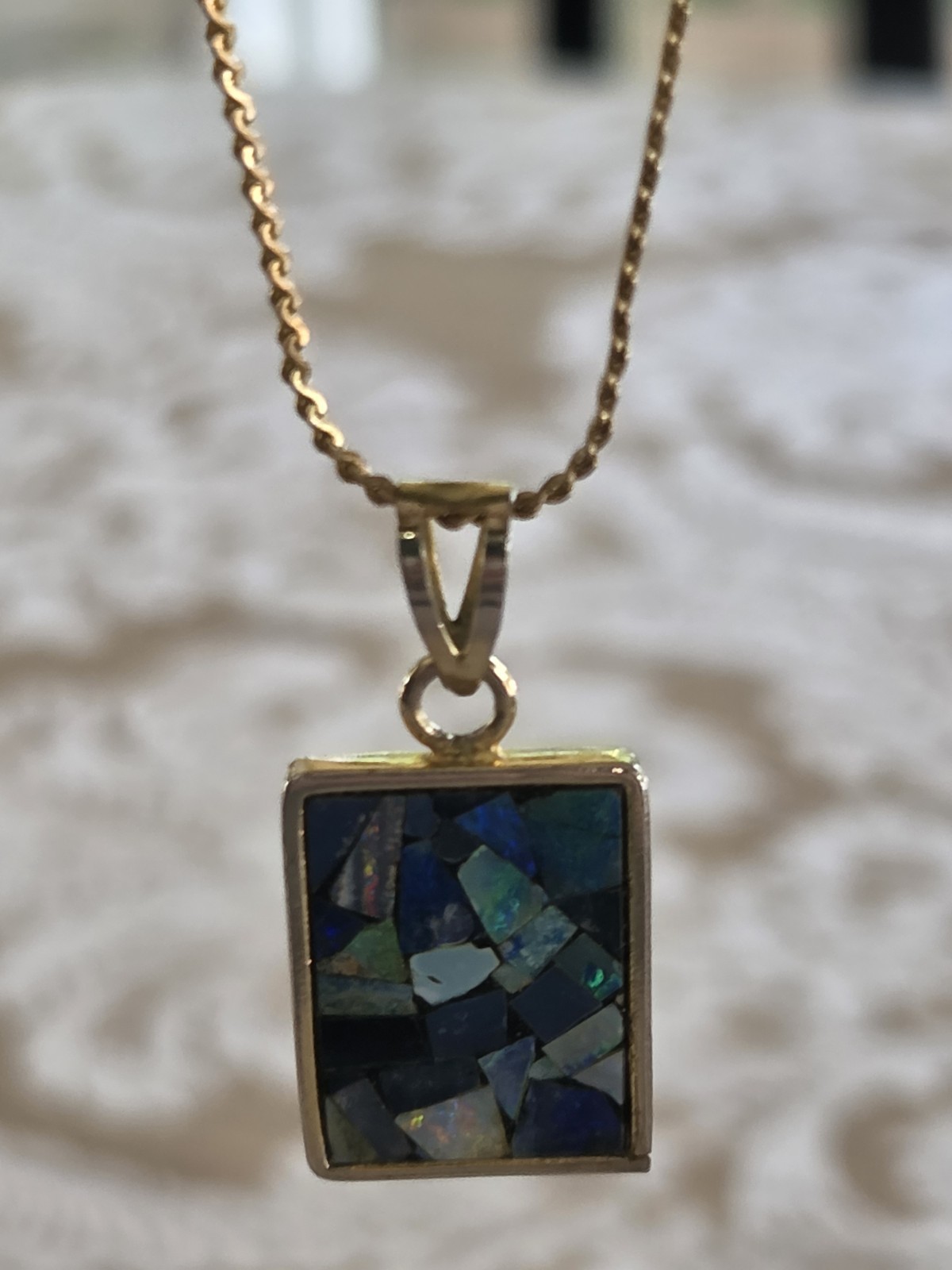 1/20 GF 14K FED Gold Fill Serpentine S Link Chain Necklace 18.25″ Mosaic Pendant
