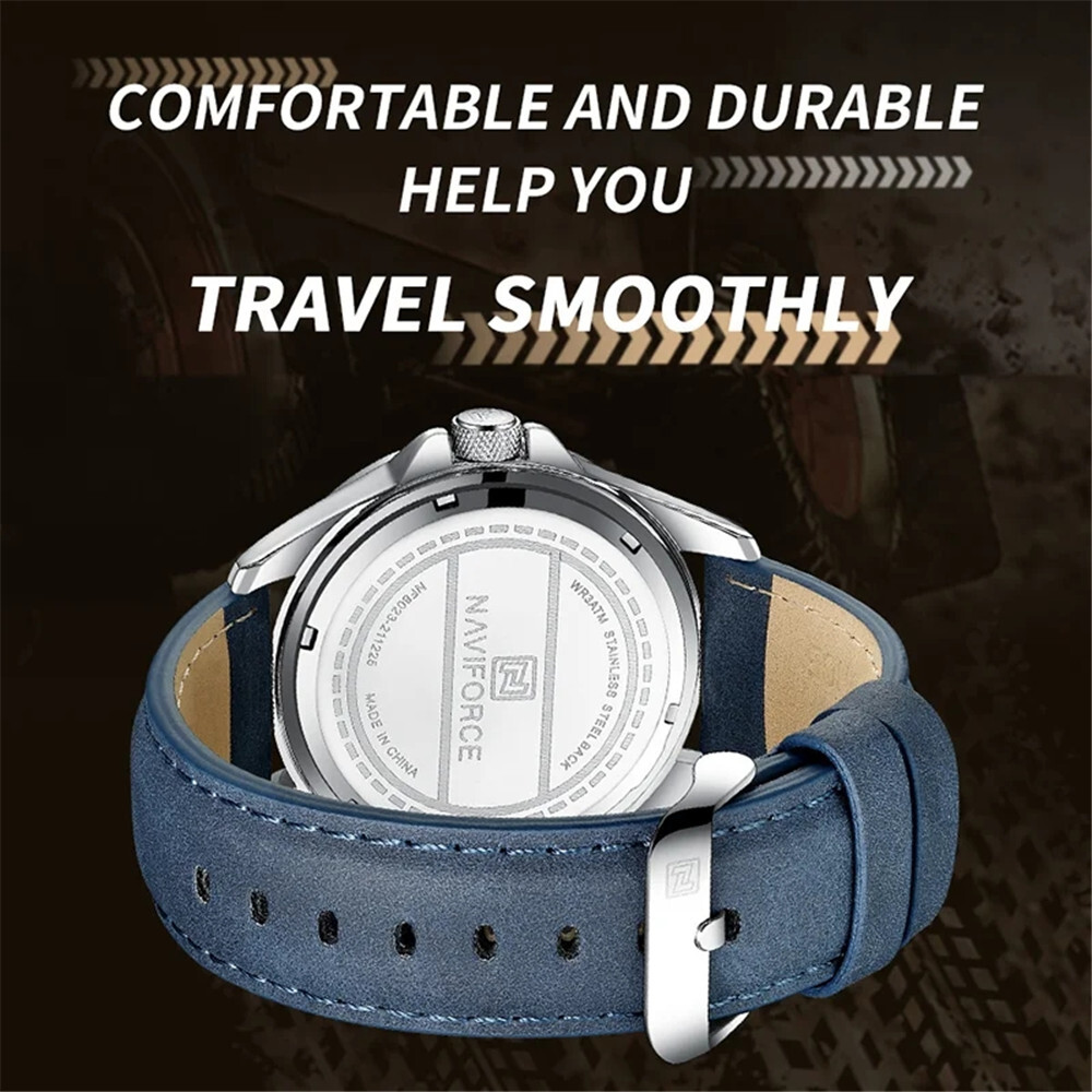 NAVIFORCE Men Quartz Watch Leather Watch Gifts Simple Dial Male Sport Wristwatch