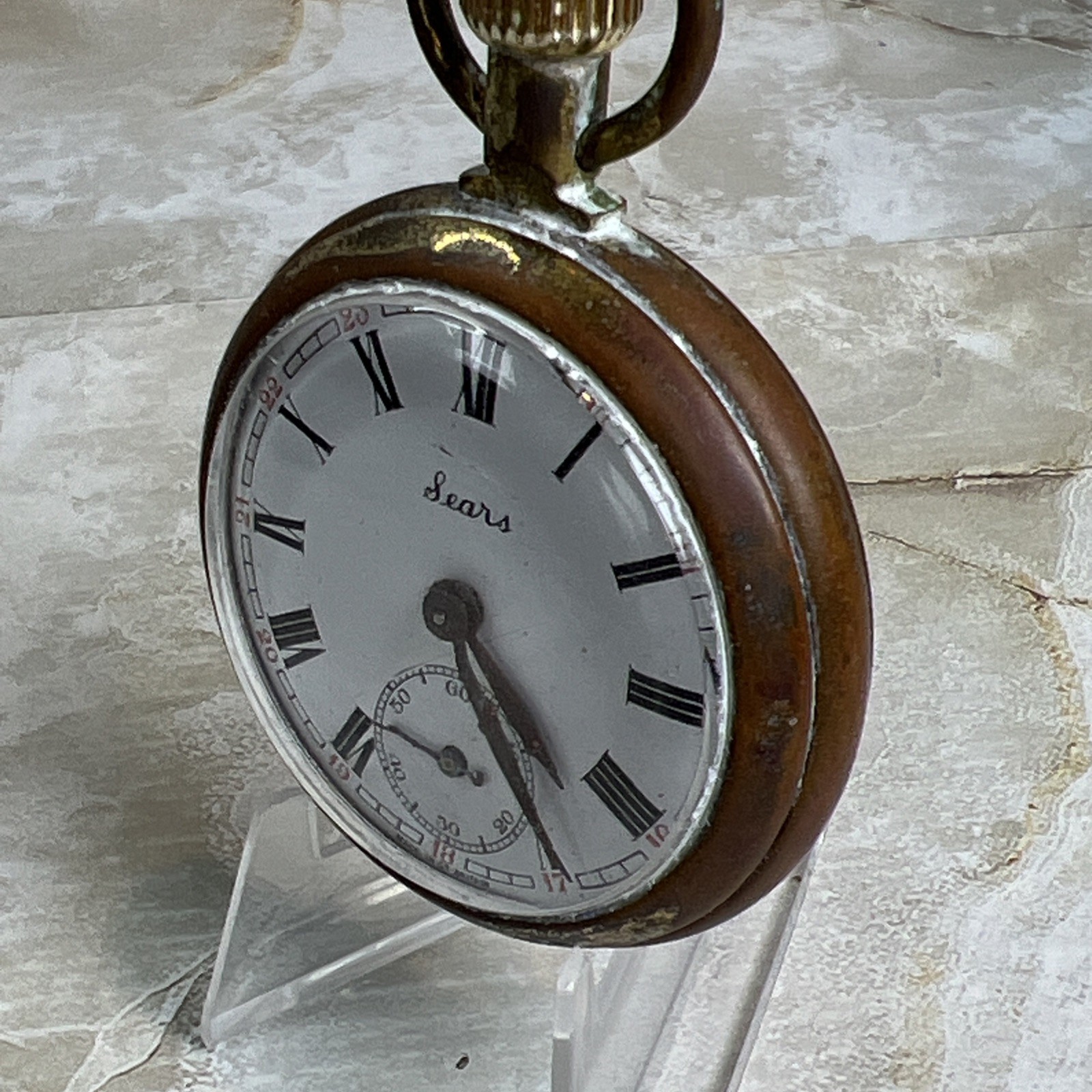 Vintage Sears Pocket Watch Made in Great Britain FOR PARTS or REPAIR Not Running