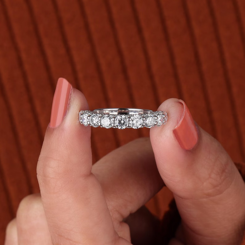 IGI 1.80CT Round Cut EF/VS1 Lab Grown Diamond Half Eternity Band 14k White Gold