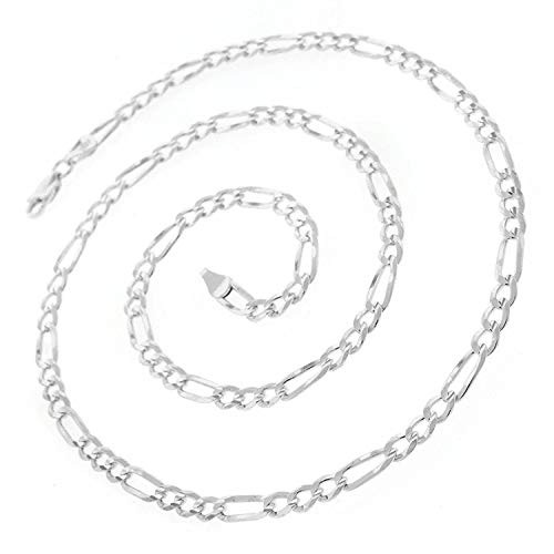 Verona Jewelers Sterling Silver Mens Figaro Link Chain 20.0 Inches NECKLACE