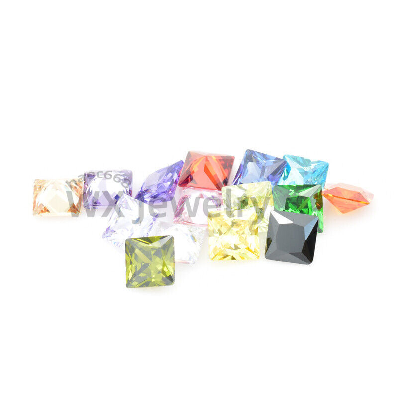 50pcs 2x2mm~15x15mm Square colors Loose Cubic Zirconia AAAAA CZ Stone Gemstone