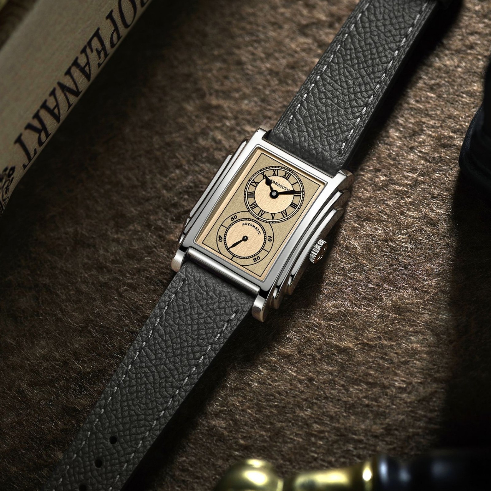 FARASUTE Men Automatic Watch 31mm Rectangle Mechanical Wristwatch Miyota 8215