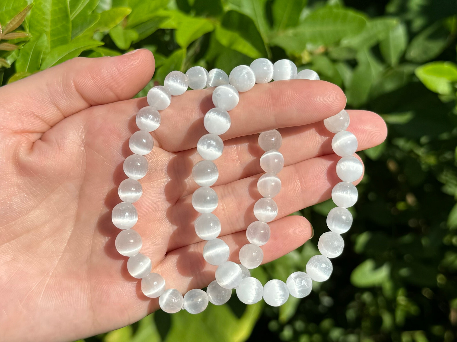 Selenite Bracelet: Choose 6 mm or 8 mm Stones (Selenite Stretch Bead Bracelet)