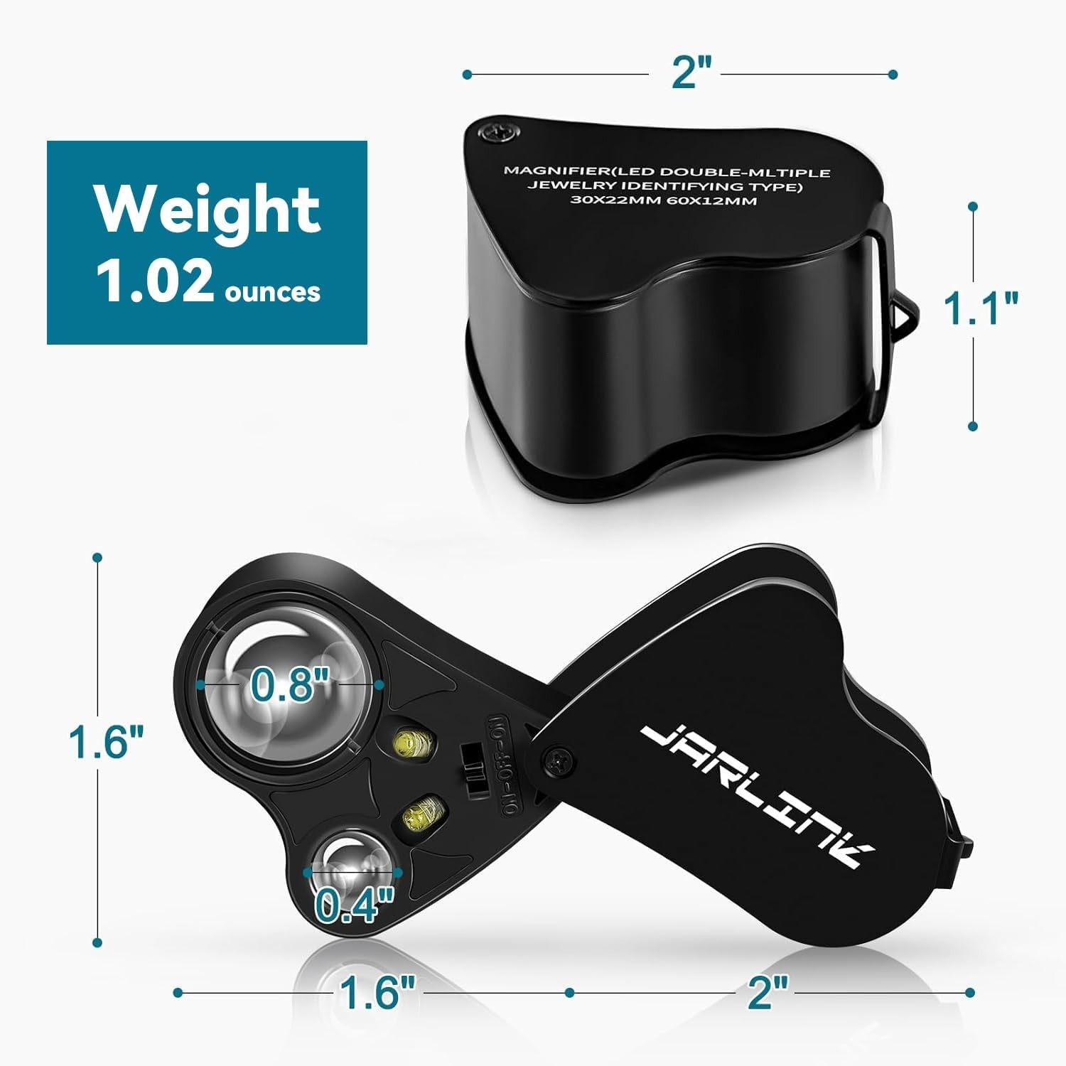 Sleek Foldable 30X 60X Jeweler’s Loupe with Bright LED – For Precise Inspections