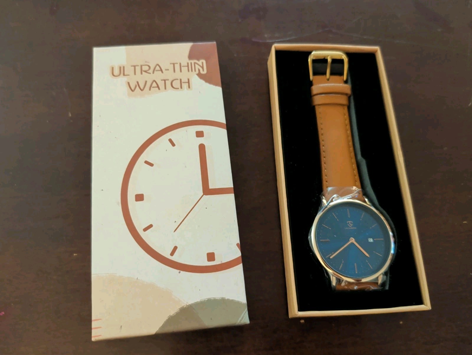 New Lavaredo Ultra Thin Brown/Blue Face Mens Quartz Wristwatch