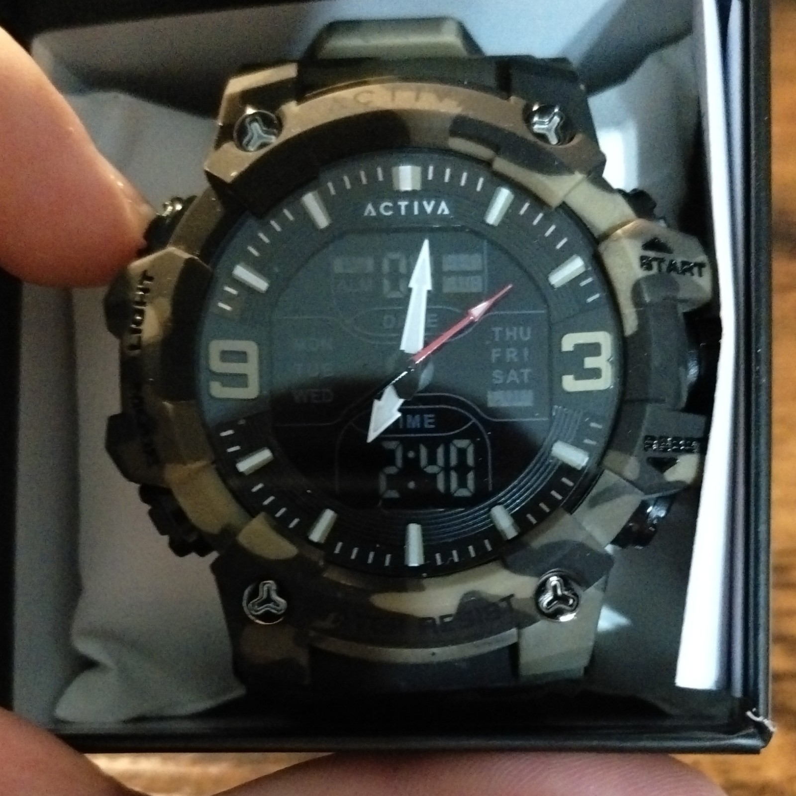 ACTIVA X Invicta Men’s Camo Analog-Digital 53mm Quartz Watch Alarm Chrono w/ Box