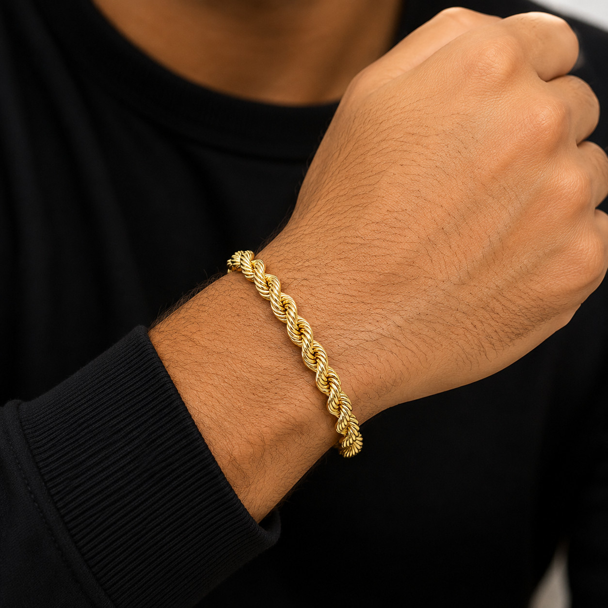 Men’s 10K Yellow Gold Rope Chain Wrist Bracelet 7″, 8″, 9″ – 2MM to 10MM
