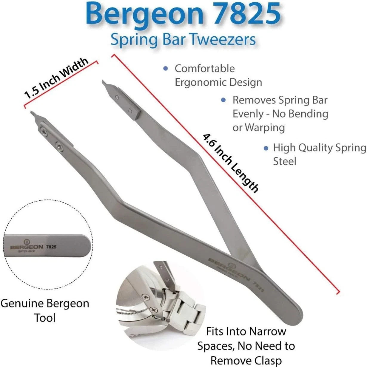 Bergeon 7825 Spring Bar Tweezer Lug Removal Fitting Tool