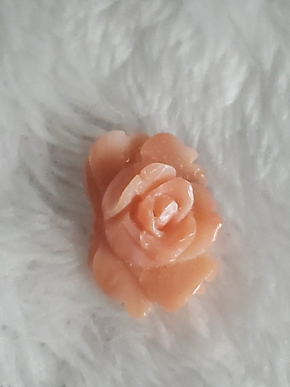 Vintage Hand Carved Pink Coral Floral Rose Loose Gem Jewelry Projects 15mm
