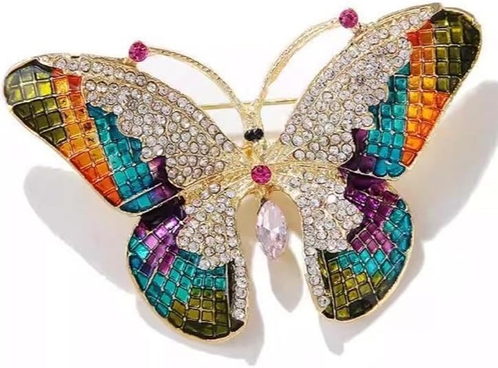 Fashion Luxury Colorful Rhinestone Butterfly Brooches For Women Insect Brooch