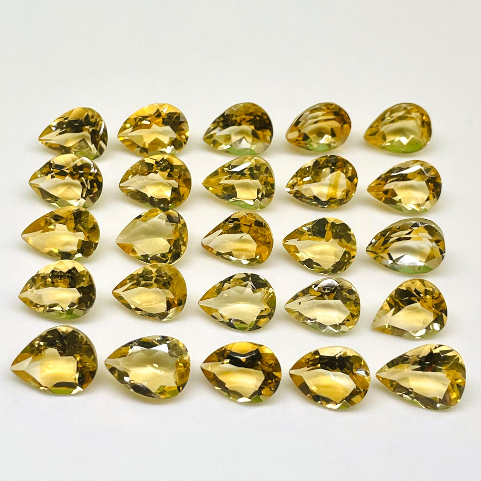 VVS 25 Pcs Natural Brazilian Citrine 9-10mm Pear Cut Loose Untreated Gemstones