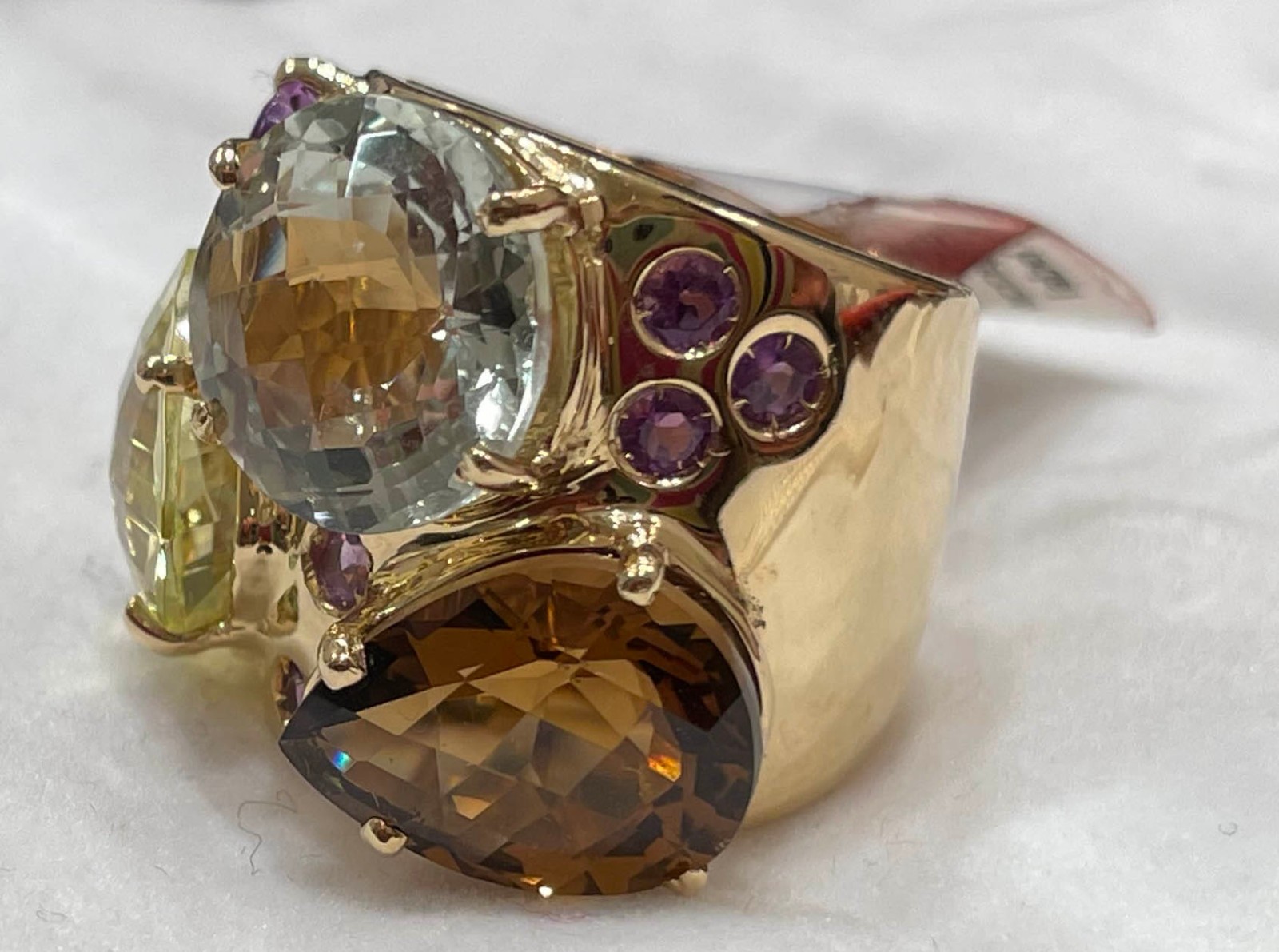 Very Good cond Auth Roberto Coin Ipanema Bold Multigem 18 KT Yellow Gold Ring