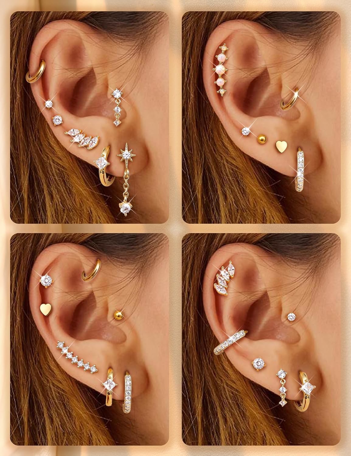 YADOCA 20G Helix Piercing Jewelry Flat back 20G=0.8MM, 14k Gold Plated