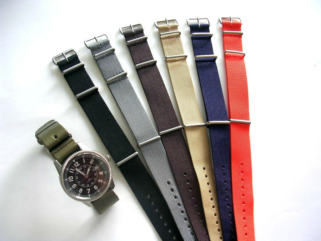 NATO G10® watchband Brown nylon RAF military army strap Bond IW SUISSE 16mm 19mm